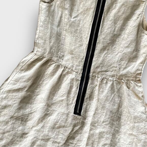 Kensie Linen Embroidered Sundress Oatmeal Cream Dress Medium - Picture 5 of 7